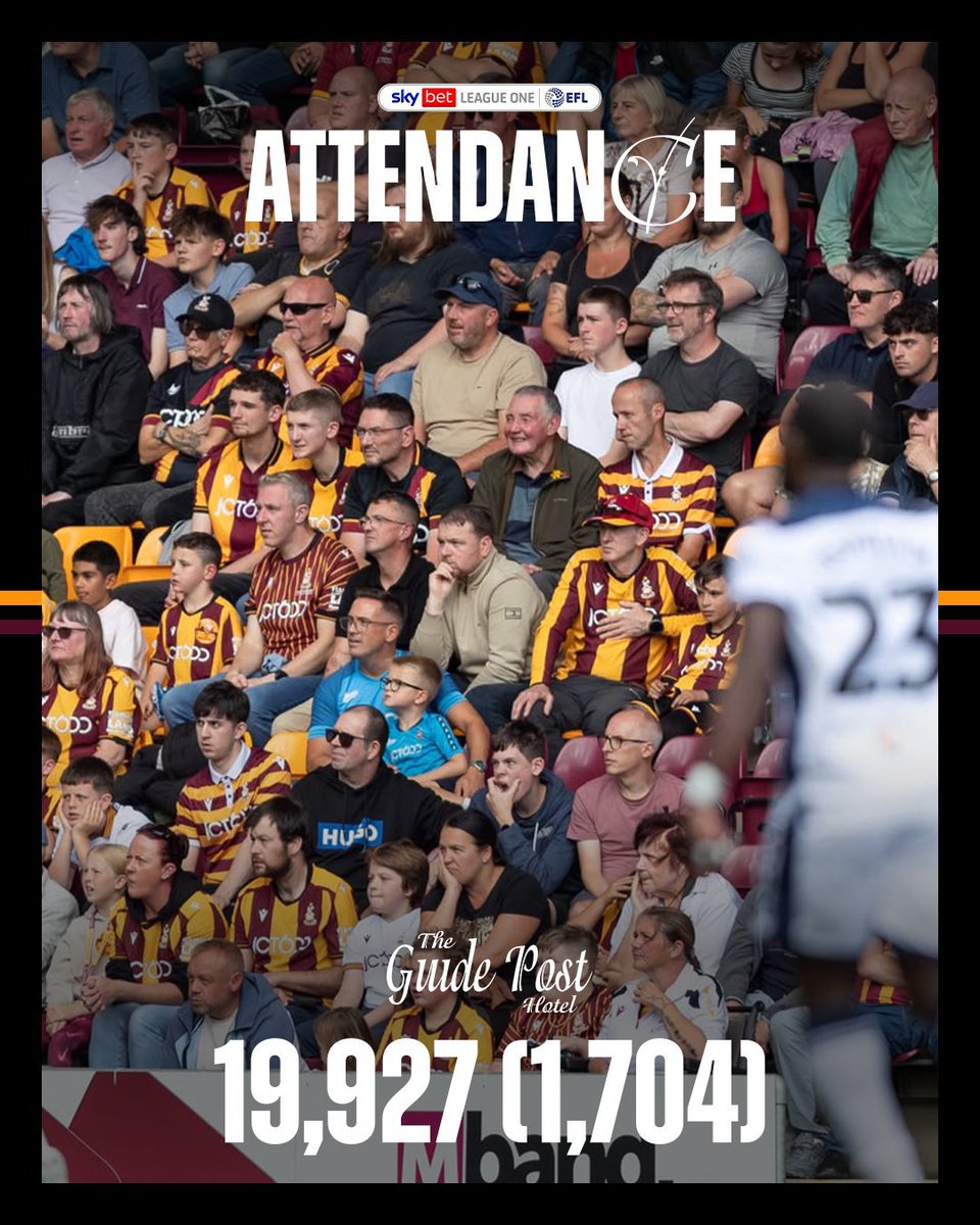 liammidgley's tweet photo. MATCHDAY ATTENDANCE 

Today's attendance at Valley Parade is 
19.927 with 1.704 Stags https://t.co/XSqNL8AlIl