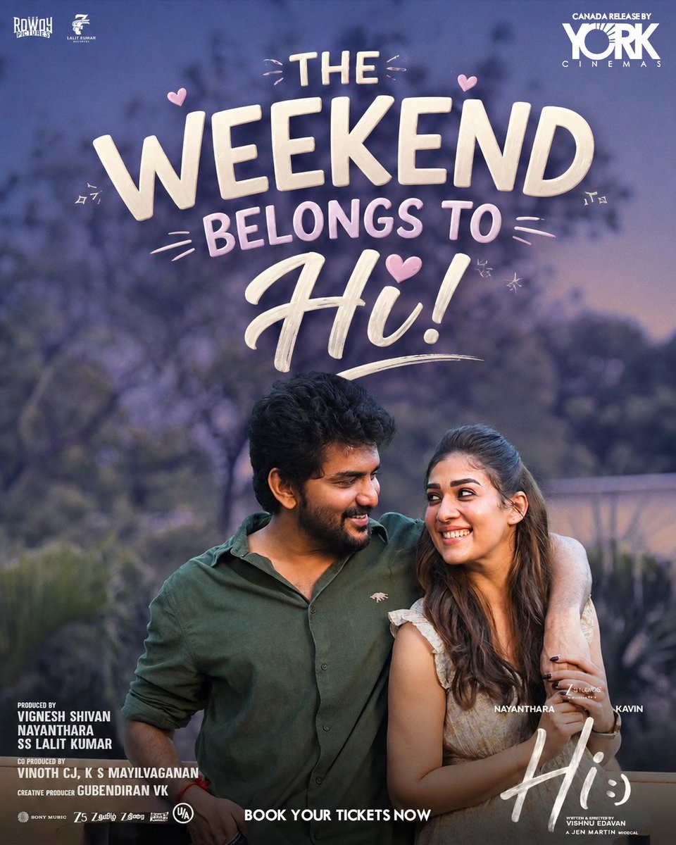 yorkcinemas's tweet photo. WHEN KAVIN &amp; NAYANTHARA SAY “HI”… THE AUDIENCE SAYS BLOCKBUSTER! 🔥❤️

Blockbuster vibes, beautiful chemistry, and a whole lot of feel-good moments! ✨

Have you watched Hi yet? Drop your rating below ⭐👇 and tag your weekend movie partner!

#Hi #HiMovie #HiReview #blockbuster https://t.co/ZsNq4jJphe