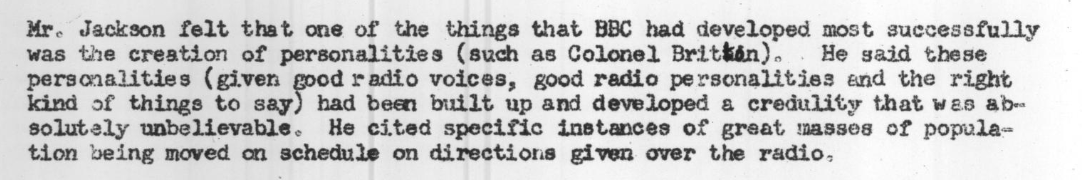 Josepheronius's tweet photo. @SusaHatchRedux @DoItForMaMa Here's C. D. Jackson in the minutes of a 1950 Radio Free Europe meeting talking about how easy it was to manipulate radio audiences. Radio Free Europe was a CIA proprietary (they had full control). https://t.co/Sepsv2Mf36