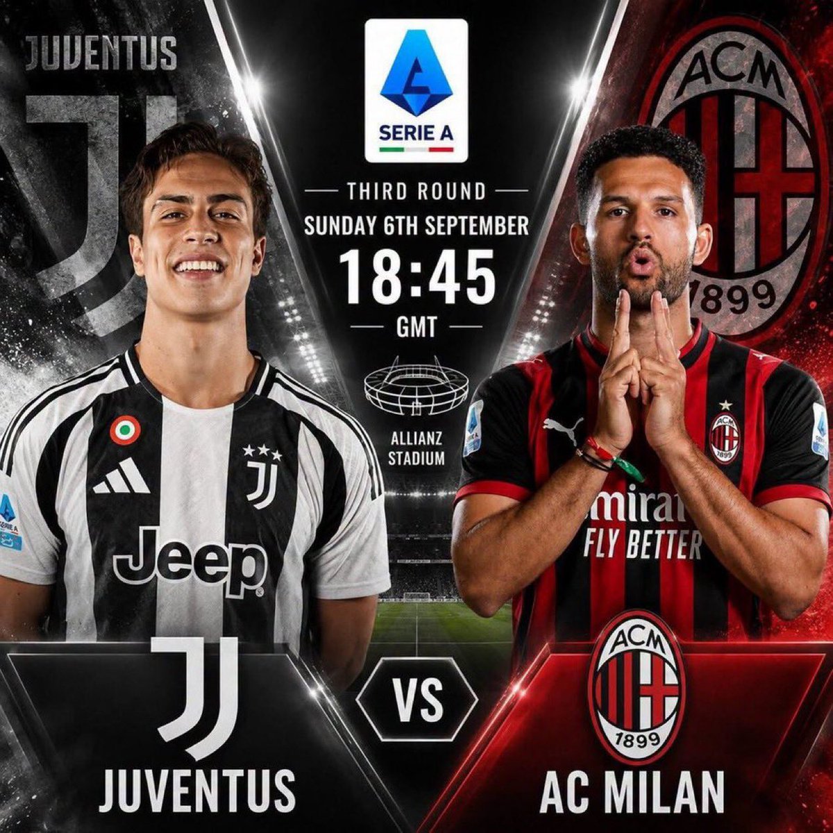 ADB_SPORT's tweet photo. 🔥🇮🇹 اليوم موعد القمّة.. اليوم موعد الكالتشيو!

🏆 الجولة الثالثة | الدوري الإيطالي

⚫ يوفنتوس × ميلان 🔴
🏟️ أليانز ستاديوم
⏰ 9:45 مساءً
🎙️ منصة شاشا

🔥 قمة إيطالية.. وكلاسيكو كبير لا يُفوّت!

#يوفنتوس_ميلان #الدوري_الإيطالي #الكالتشيو #JuventusMilan #ADBSport https://t.co/3kWwCwUPSP