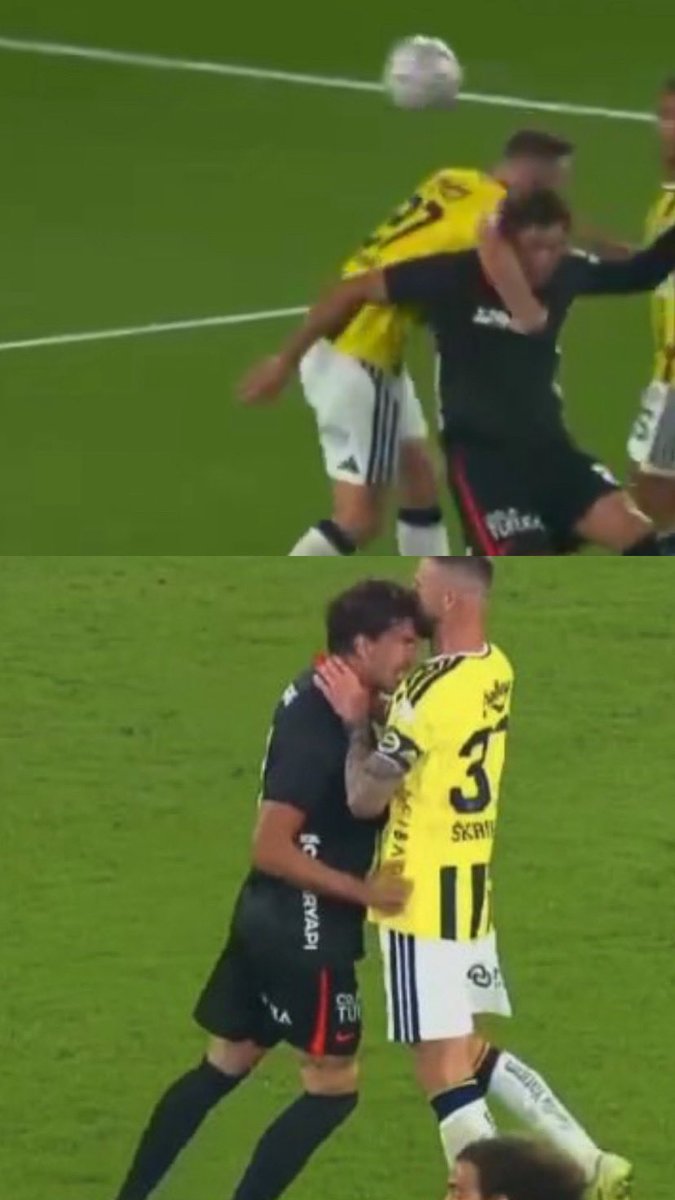 ClassHaber_'s tweet photo. 🚨BEŞİKTAŞ HAKEME RAĞMEN KAZANDI

1- Skrinar, Vlahovic’in yüzüne dirsek atıyor. KARAR DEVAM.

2- Skrinar, Vlahovic’in boğazını sıkıyor.
KARAR SARI KART.

3- Guendouzi, Salih’in yüzüne dirsek atıyor. KARAR DEVAM.

4- Lukaku, Trossard’ın bileğine basıyor.
KARAR DEVAM. 
(Geçen sene benzer pozisyonda Orkun Kırmızı görmüştü.)

5- Beşiktaş’ın tertemiz golü skandal bir karar ile iptal edildi.