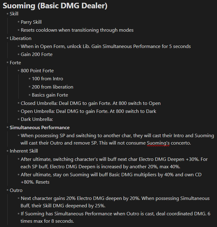blackclears's tweet photo. Prelim Suoming Kit. NGL prob conceptually favorite mechanic in casting the next character's outro. Can be a Sub DPS or MDPS like Hsin. Very happy with both kits. Calcs most likely tomorrow or next week whenever we get MVs. #suoming #wuwa #beta https://t.co/Wq0ts20n6S