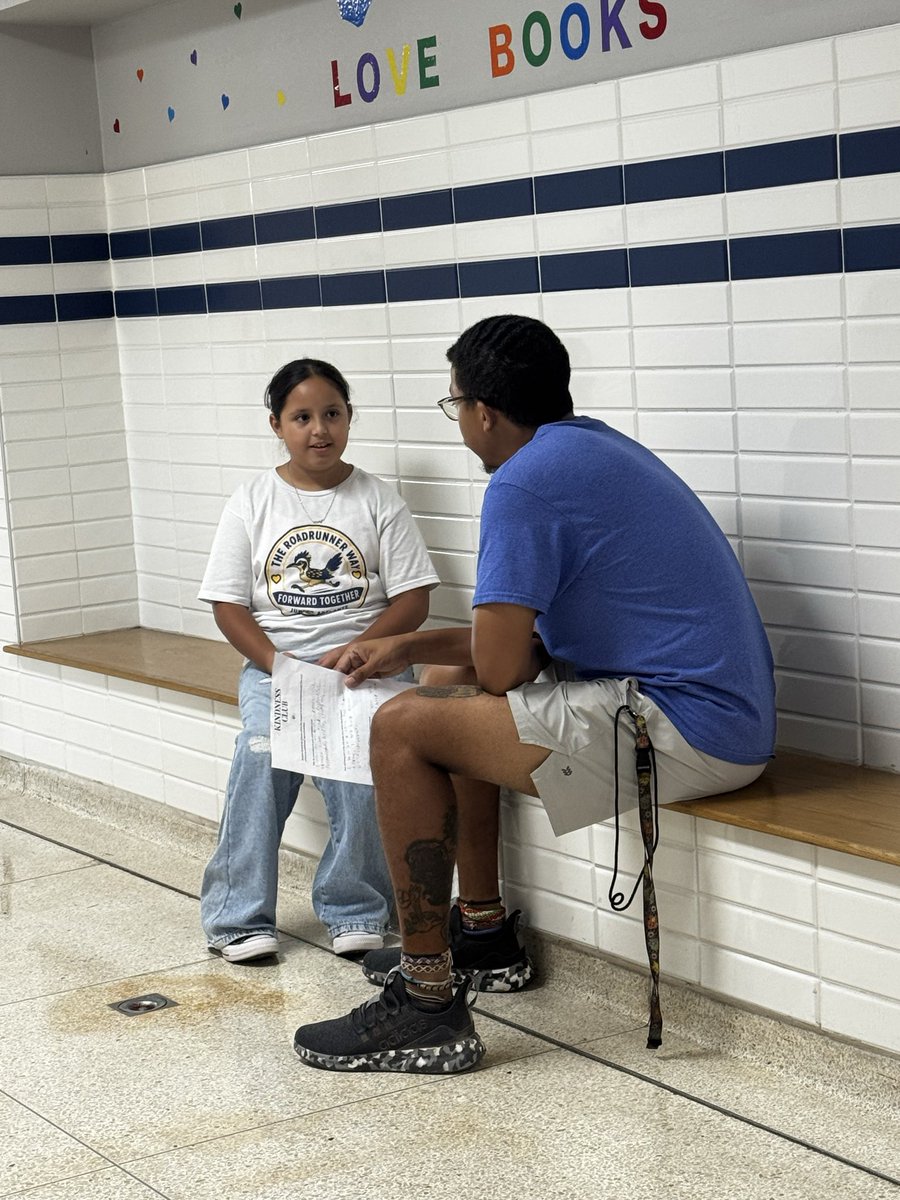 jdoporto_yisd's tweet photo. It takes a village sometimes to get things done, and our awesome roadrunner peeps joined in to help interview our kiddos for our Kindness club! Cannot wait to sprinkle kindness around this year! ✨@EdgemereSchool 💛💙 https://t.co/J97U5q7GKI