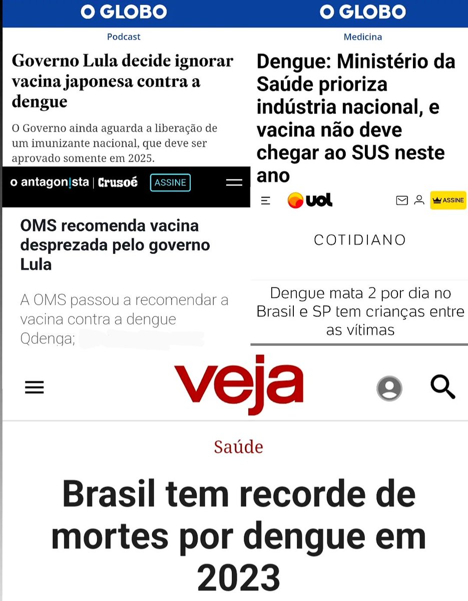 Ayla_chata's tweet photo. Epidemia de dengue em 2023/24 com 6000 mil mortes e o governo Lula deixou de comprar vacinas apesar dos vários alertas 👇
#ForaLula
#ForaBolsonaros
#FORATEBET https://t.co/at41imCaEn
