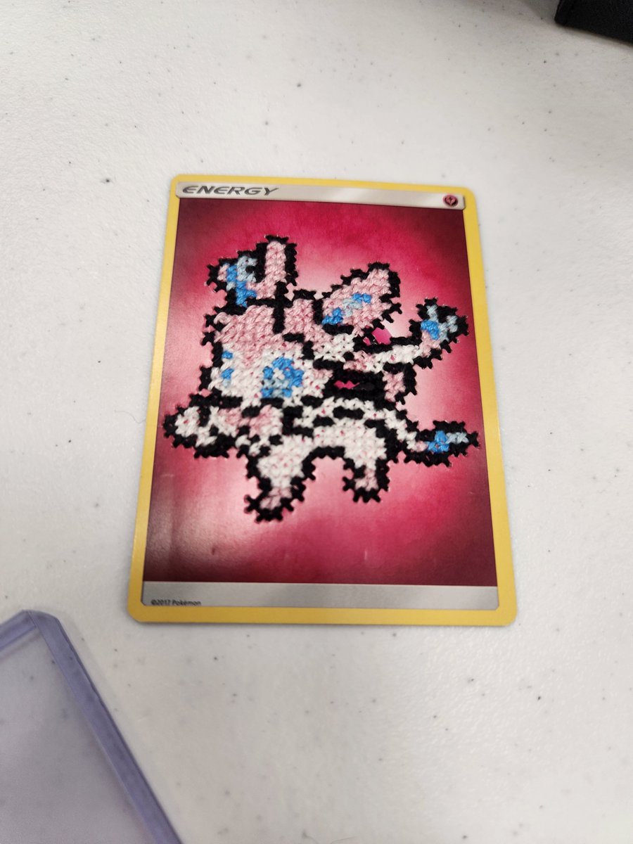 PannMann57's tweet photo. #pokemon #crossstitch #sylveon dont really do commissions but a friend asked if they would do one for a friend. Sylveon. 
God its hot outside. https://t.co/xM5AASThhx