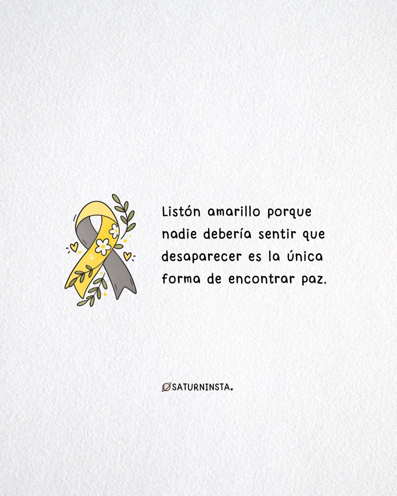 saturninsta's tweet photo. Listón amarillo 🎗️  porque nadie debería atravesar en silencio el momento más difícil de su vida. https://t.co/o2jg6wrrFW
