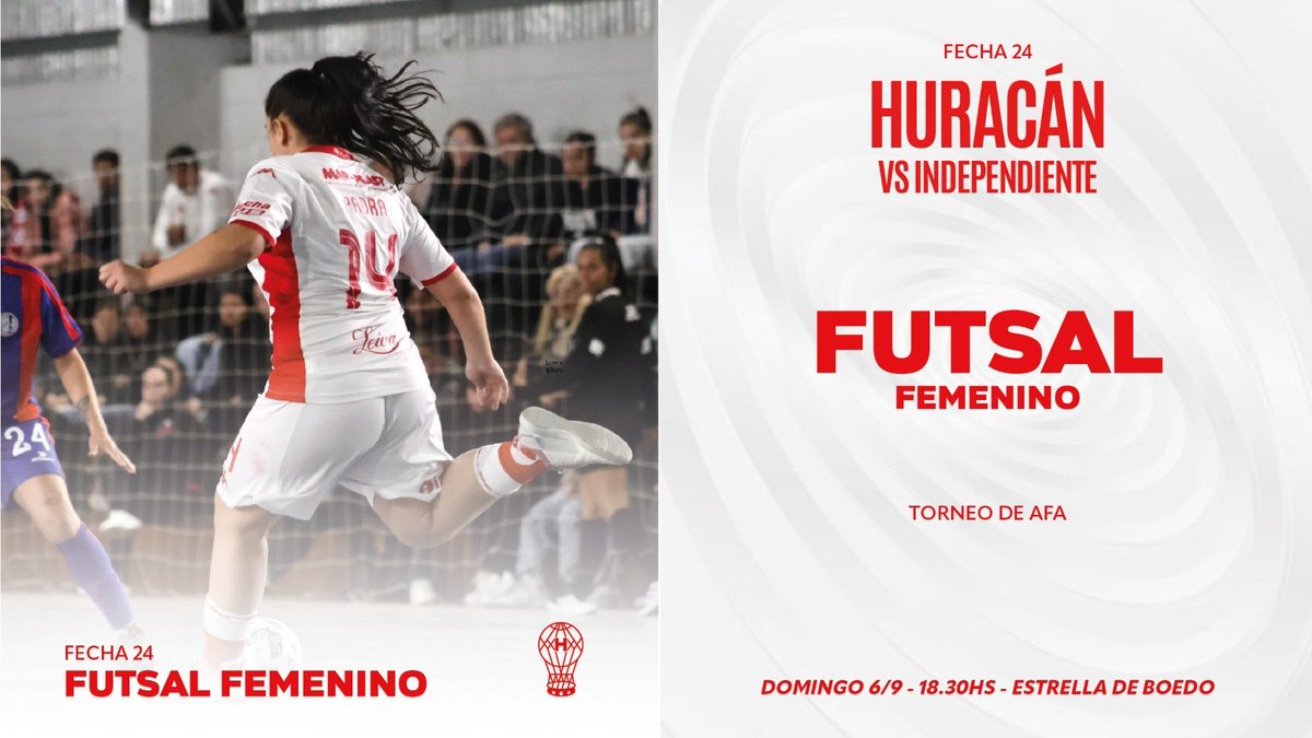 huracandeportes's tweet photo. #Huracán 🎈 #FutsalFemenino

⚽ Este domingo 6/9 la Primera del Globo se enfrentará a #Independiente desde las 18:30 por la #Fecha24 del Torneo 2026, en Estrella de Boedo https://t.co/IlRKgmvYQM