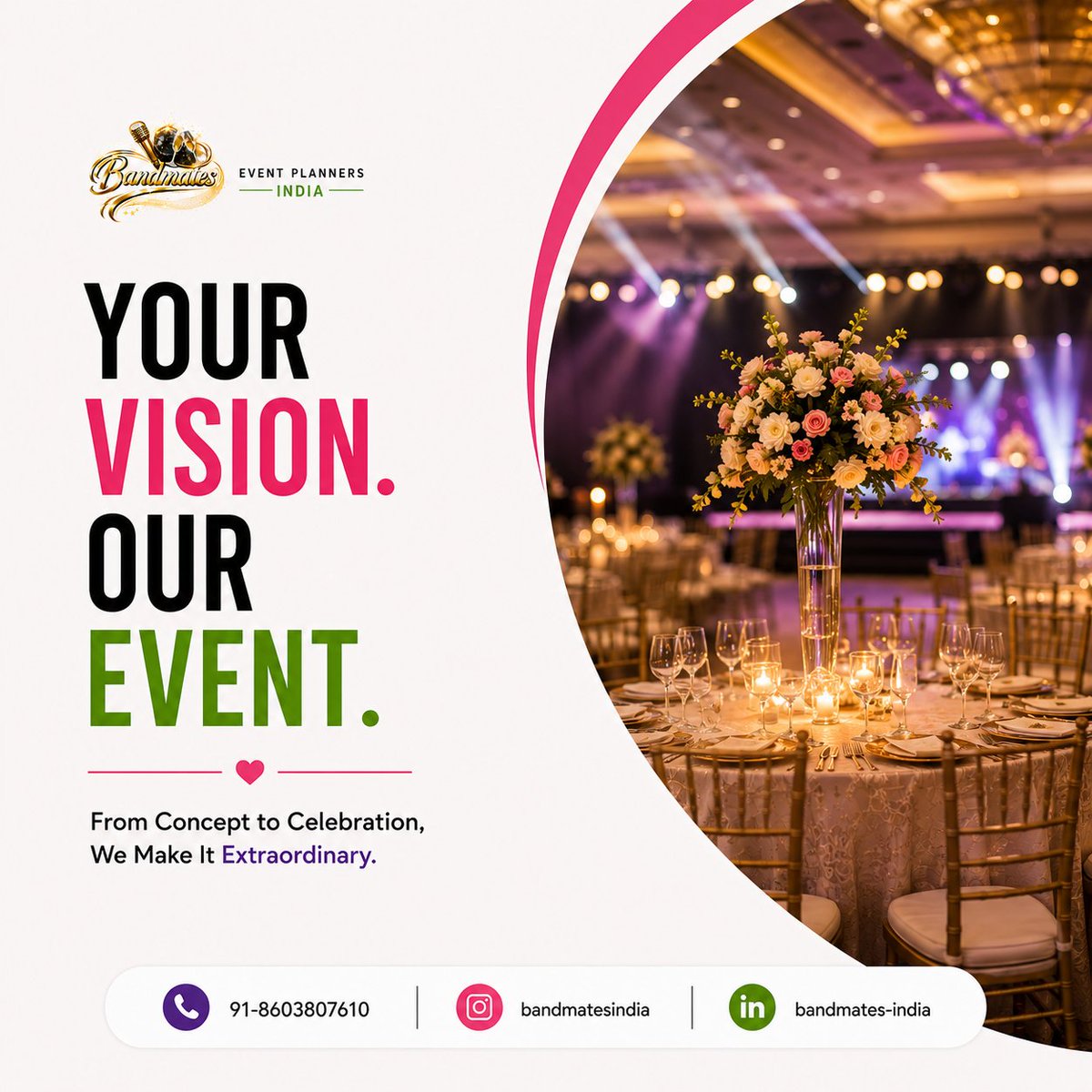 bandmates1's tweet photo. At Bandmates, we help transform ideas into well-planned and memorable experiences.
Behind every successful celebration is careful planning, creative thinking, reliable coordination. https://t.co/azQIywhWiR