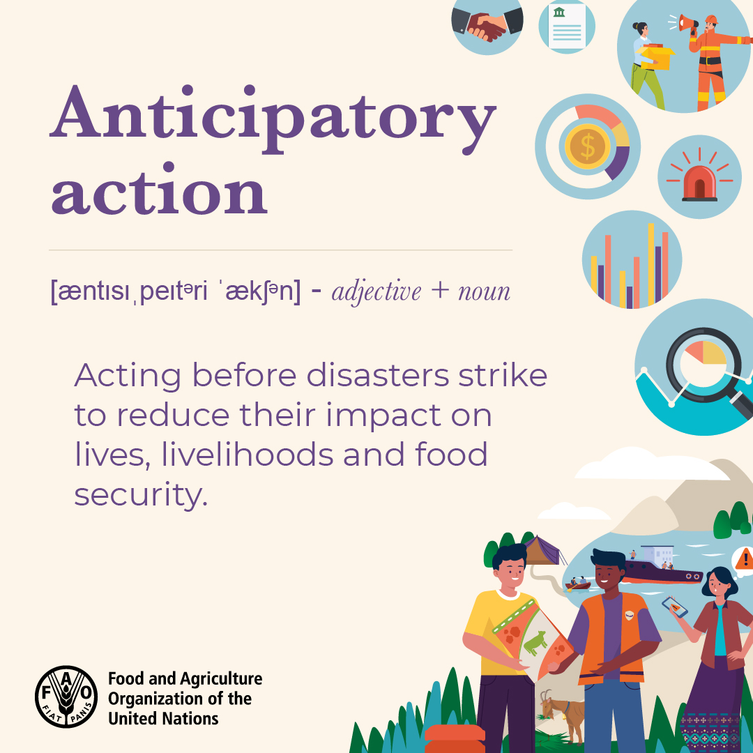 FAO's tweet photo. 🔸 Droughts
🔸 Floods
🔸 Typhoons

We must focus on predicting and acting ahead of crises before they unfold.

Because #AnticipatoryAction saves lives and livelihoods 👇

#ClimateAction #ElNiño https://t.co/mSNgzD8Lgk