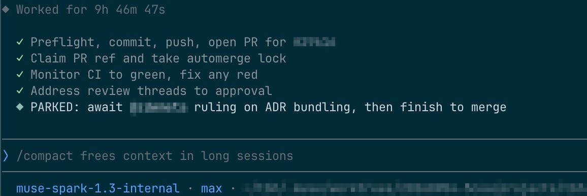 Answeror's tweet photo. muse spark 1.3 max fixed a muse code issue overnight https://t.co/IFzhZKiLzi