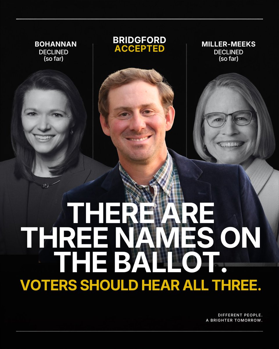 Independent_LC's tweet photo. Three candidates are running to represent Iowa’s 1st Congressional District, and only one has agreed to a debate:

Independent candidate Michael Bridgford.

We’ve heard the two-party matchup before. This time, we deserve to hear the Independent voice too.
#election2026 #ilc https://t.co/LphCqES5pg