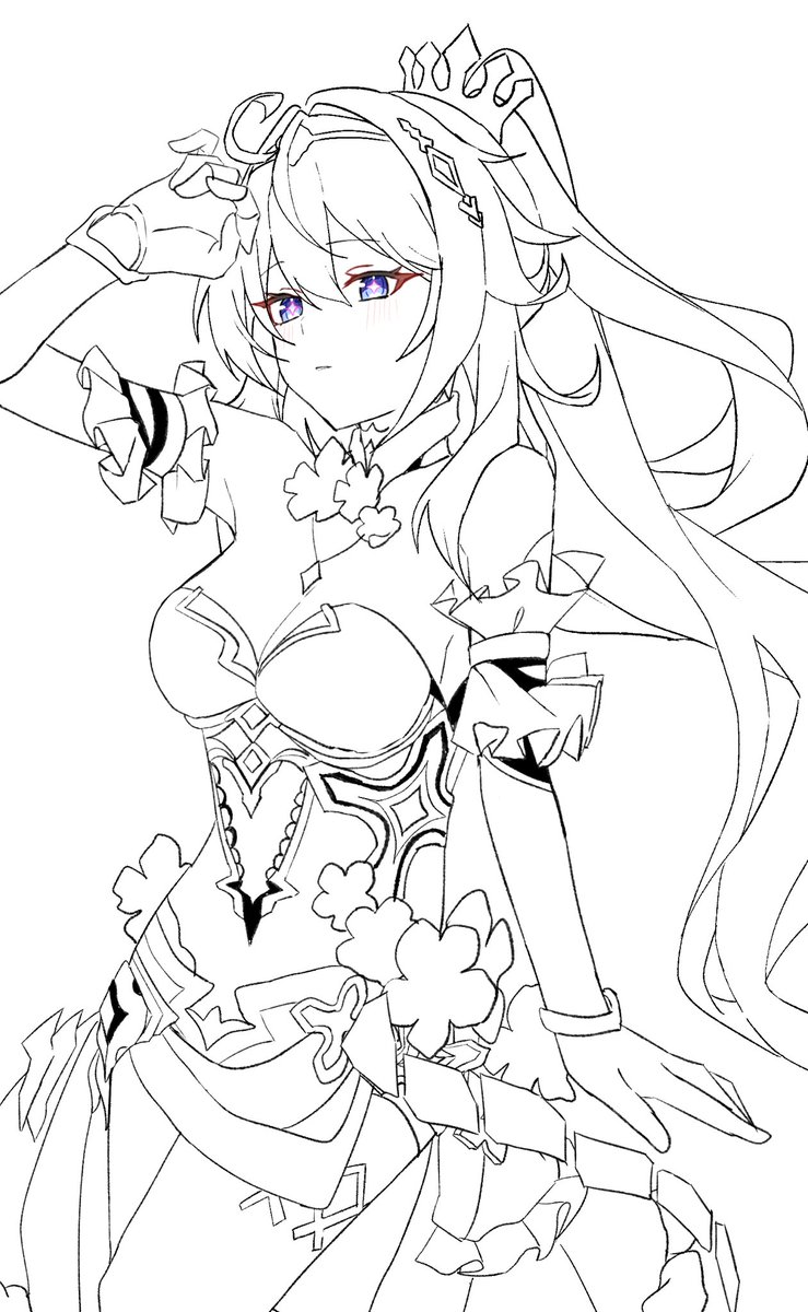 OMU79vr's tweet photo. めっちゃひさしぶりに描いてるキアナちゃん。色塗りは明日のワイに任せた https://t.co/YNnNgdUHV3