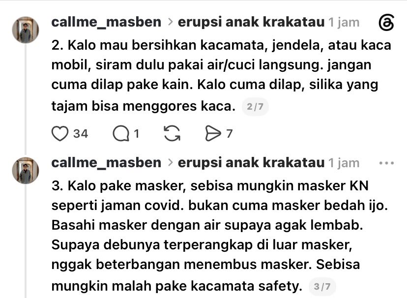 oqforwhat's tweet photo. ini kakaknya sharing tips mitigasi abu vulkanik, kk nya orang Jogja yang udah beberapa kali berurusan sama abu vulkanik. dibaca teman” ini informasi yang bermanfaat banget 🙏

(saran aku buat daerah red zone sebaiknya mulai cari masker buat persediaan, tapi!!!! jangan panic buying!! biar semua kebagian.)