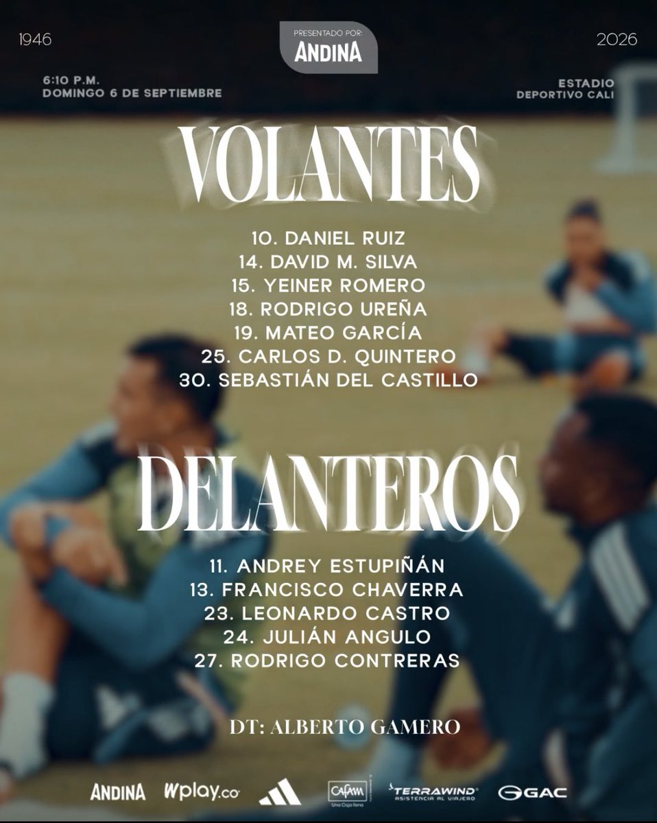 LPEmbajadora's tweet photo. Convocados 🆚 Dep. Pereira:
Ingresan ✅:
#Romero
#Contreras 🇦🇷
NO concentran ❌:
#Guerrero (Lesión)
#Uparela
#Souza 🇧🇷 (Lesión) https://t.co/9yh83qiql4
