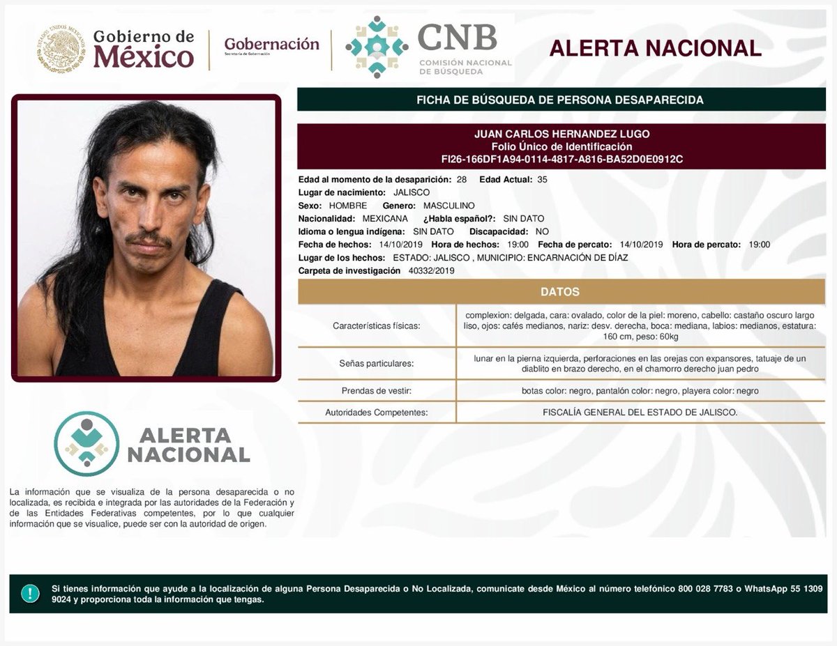 AAMBER_JAL's tweet photo. Solicitamos su apoyo para localización de persona

Alerta Amber Jalisco y @FiscaliaJal en coordinación con @Busqueda_MX solicitan su apoyo para la difusión de la cédula informativa con el objetivo de localizar a

JUAN CARLOS HERNANDEZ LUGO https://t.co/iWmG2J3Owv