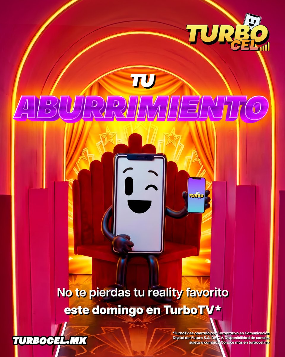 TurboCel_mx's tweet photo. Con TurboTV, no te pierdas ningún segundo de tu reality favorito 📲

#TurboCel #TurboTv #Reality #Tendencias https://t.co/6vZIhkaUJR