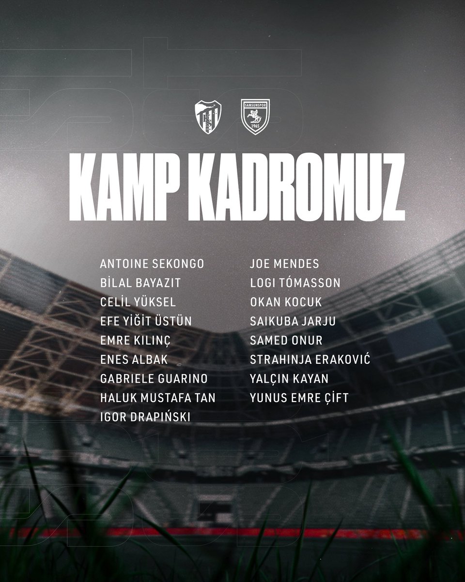 Samsunspor's tweet photo. Kocaelispor karşılaşması kamp kadromuz belli oldu.

#KSvSAM https://t.co/Jko9tObieY
