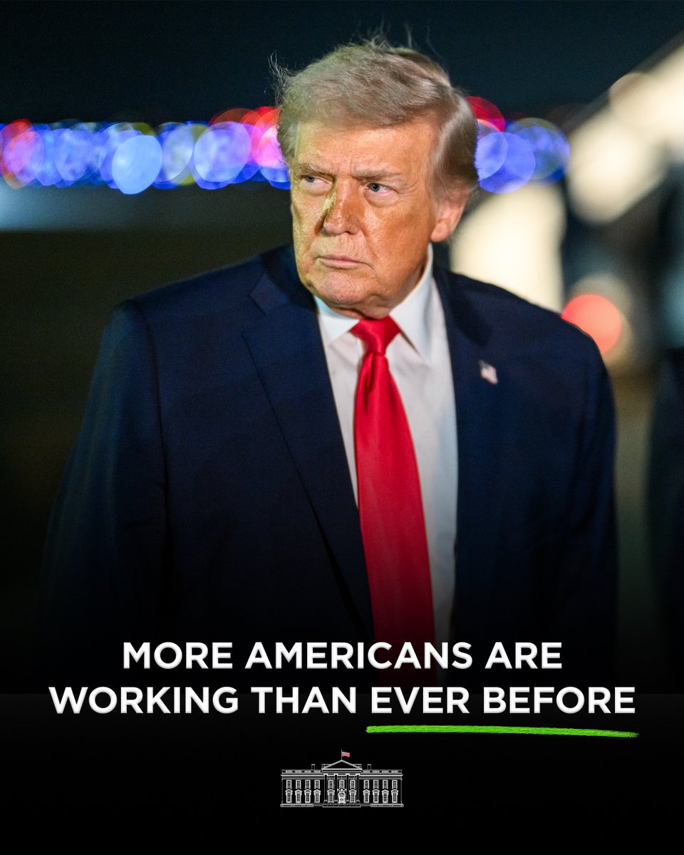 WhiteHouse's tweet photo. This Labor Day, we celebrate that more Americans are working than EVER before. https://t.co/qDn67tFGuB