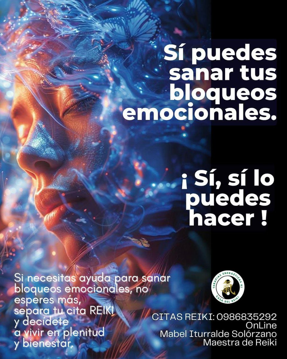 TerapiasKi's tweet photo. El REIKI es poderoso para disolver bloqueos emocionales que te estancan, te enferman, te sabotean y detienen tu bienestar. El Reiki te libera de ellos y te brinda paz indescriptible.
CITAS REIKI: +593 986835292.
Mabel Iturralde Solórzano
Reiki Master.
⚘
#Reiki
#Chakras https://t.co/2xOZuXrEMi