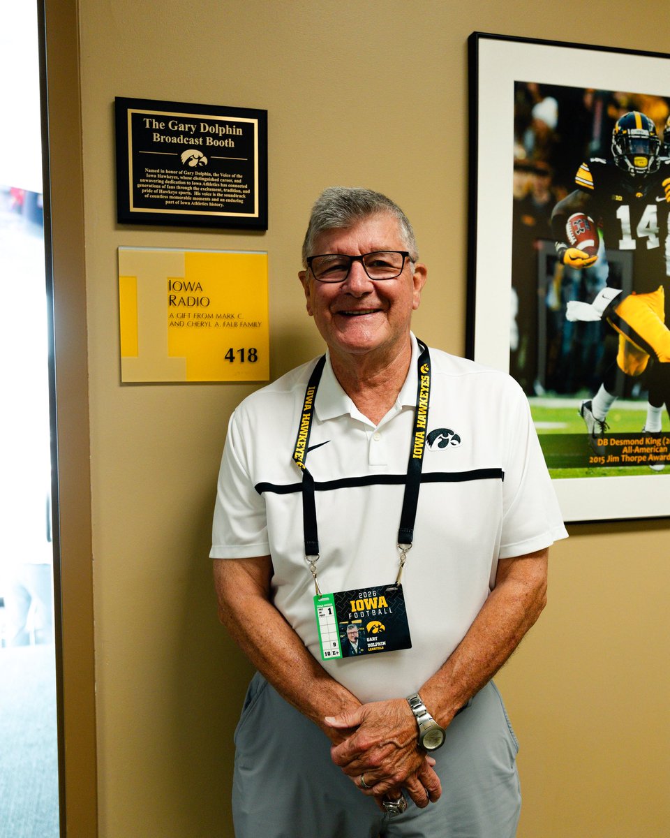 TheIowaHawkeyes's tweet photo. Good afternoon from The Gary Dolphin Broadcast Booth 😁 https://t.co/IfpbZQ3xwb