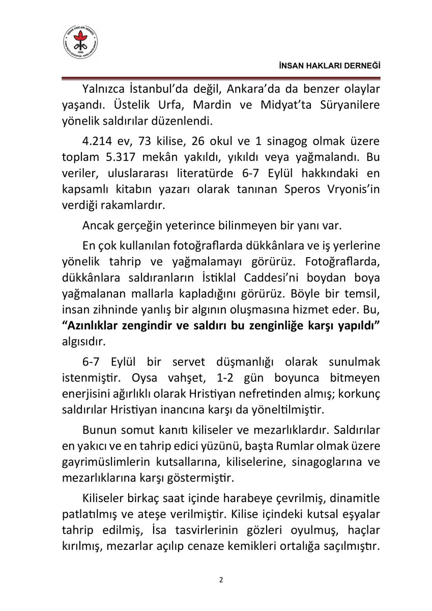 irkciliga_karsi's tweet photo. 6-7 Eylül 1955 Pogromu’nun 71. yılında, altı yeterince çizilmeyen bir gerçeği bir kez daha hatırlatıyoruz:  6-7 Eylül'ü kalabalıklar gerçekleştirdi ama operasyonu örgütleyen derin devletti. Açıklamamız👇 https://t.co/ugevh9Z4VE