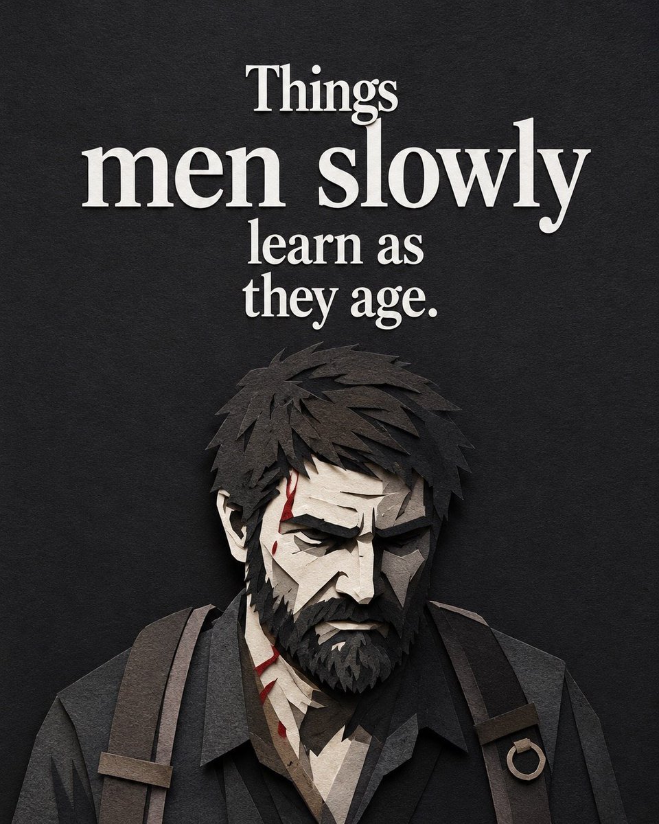 masculinenotess's tweet photo. Things Men Slowly Learn As They Age:

- Thread 🧵 https://t.co/mPBwImVSEU
