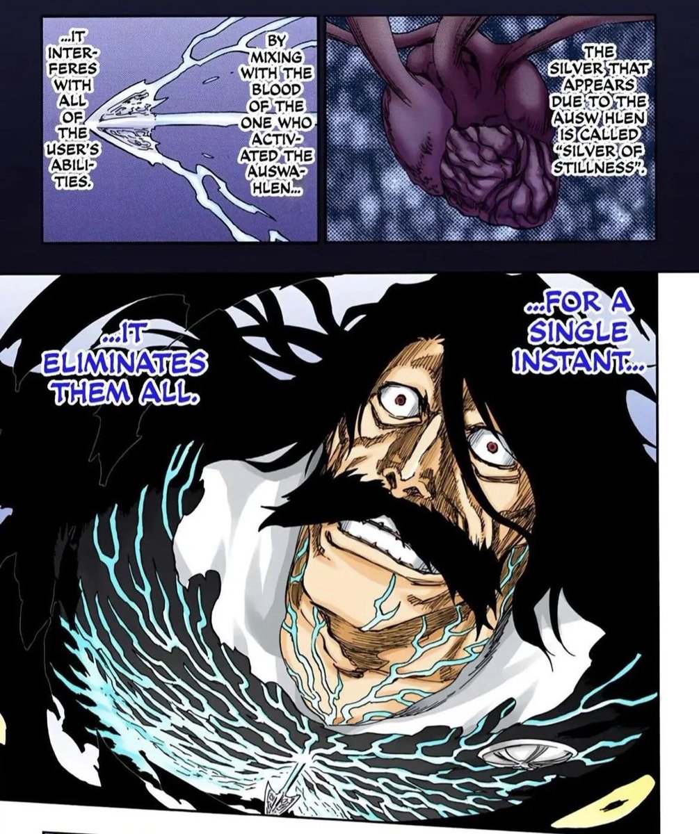 hax_uchi's tweet photo. El capítulo 47 de Bleach ha arreglado el mayor problema argumental del final de Bleach. Uryu con su Anthitesis puede invertir el poder de modificar el futuro de Yhwach, revirtiendo los cambios que haga en el futuro. Se ha dicho varias veces que Uryu es inmune a YH y su letra A. https://t.co/Sambdn8u1O