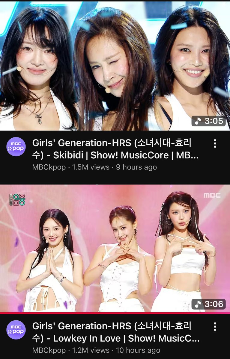 yulkidding's tweet photo. Proving just how popular they are HyoRiSoo’s debut stages on Music Core have already reached MILLION  VIEWS within 12 hours!!! 🔥

SKIBIDI — 1.5M
LOWKEY IN LOVE — 1.2M

SCREAMS ROTY!!! #HRS https://t.co/LjBgm3H6My