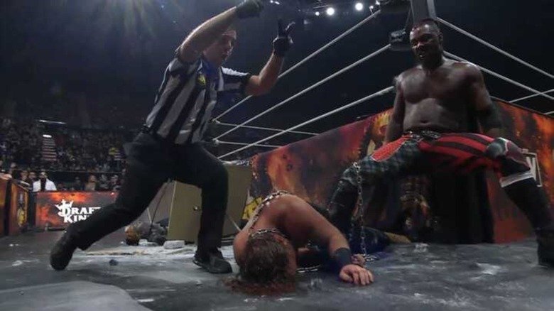 DFW_Wrestling's tweet photo. @RockyKoa @DStuartDeBe_W @jaydenfatuFed @Morningstar_DFW @KOA_VEX @MccormickCowboy @KingKoa_DFW @BJKoaDFW He finally Lets go, as Clydes lifeless body falls to the ground. He stands over McCormick with a sick and twisted facial expression across his face. https://t.co/Rr44OnnAo4