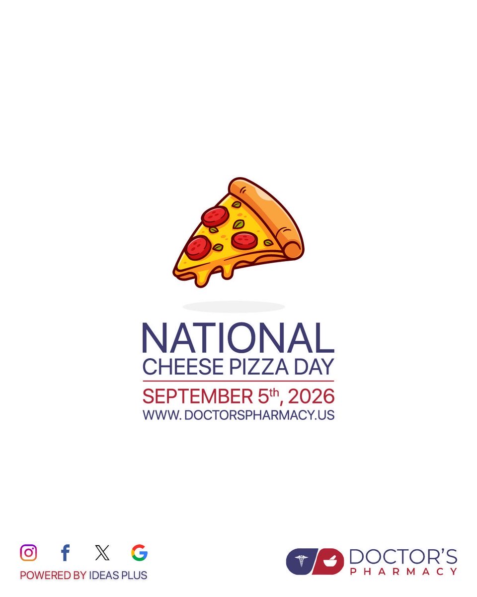 godoctorsrx's tweet photo. National Cheese Pizza Day celebrates one of the simplest and most loved comfort foodsโcheesy, delicious pizza! With a crispy crust, rich tomato sauce, and plenty of gooey melted cheese, sometimes the classics really are the best.
#NationalCheesePizzaDay #CheesePizza #PizzaLovers https://t.co/FXQLkf7hYs