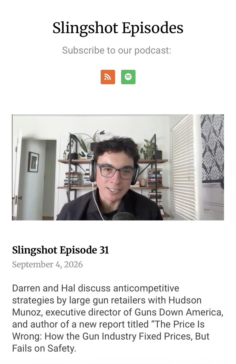 halsinger's tweet photo. Had a good time interviewing Hudson Munoz, Executive Director of Guns Down America, about his new report on how large gun retailers are keeping gun prices inflated through a scheme that amounts to price fixing. Are high gun prices a bad thing? Well go watch our nerdy chat, with great commentary by my co-host Darren Bush. 

https://t.co/tsyKGDhHiC