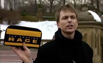 25YearsAgoLive's tweet photo. A new travel-themed reality competition show, The Amazing Race, premieres on CBS. New Zealander Phil Keoghan hosts. 

12 teams of two contestants will race around the world, and the finish line was meant to be the top of the World Trade Center, but they couldn’t get the permits - so it will be at a surprise location.