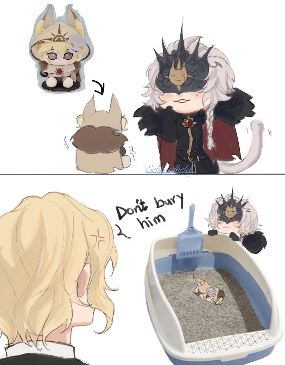 eclipsedhelel's tweet photo. helenya got a new tiny friend 
⚠️No Nebu plushies were harmed 

#identityv https://t.co/mRSowAV5ij