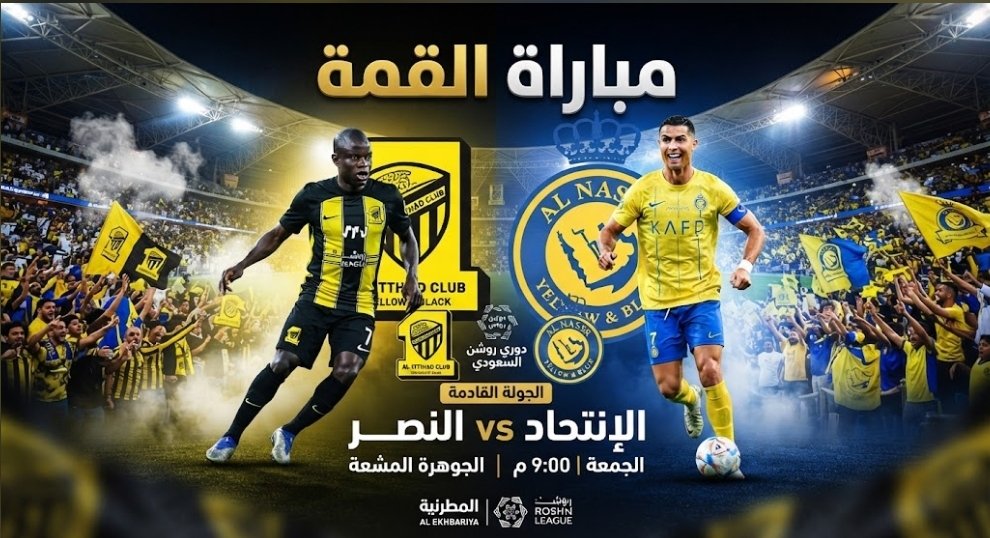 H__U__k's tweet photo. #الاتحاد_النصر
مبارة الاتحاد_النصر
ولعة يا زعيم 💛🤍
 قمة الكلاسيكو بين الاتحاد والنصر اليوم الساعة 9 مساءً بتوقيت السعودية 🇸🇦
​لا تفوت أي ثانية من الحماس والتشويق وتابع كل لقطة وأهداف القمة بأعلى جودة وثبات تام وبدون أي تقطيع أو انقطاع مع هــولـك✊🏻 كأنك في قلب الملعب 🏟️ https://t.co/InqiQ45inQ