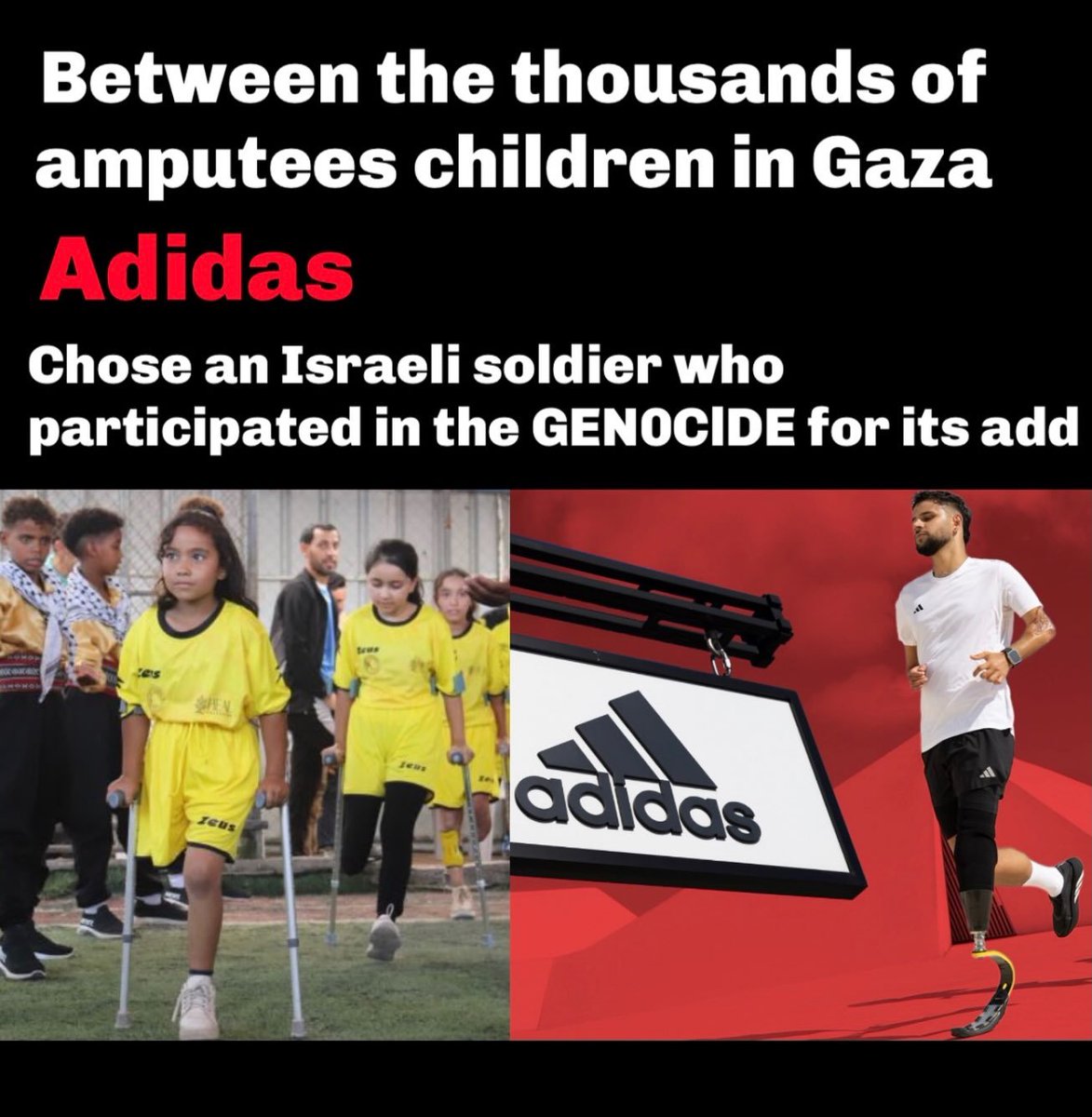 Malcolm_Pal9's tweet photo. Adidas supports Israel. Remember that before buying Adidas products again. https://t.co/ZgMfvxdVpF
