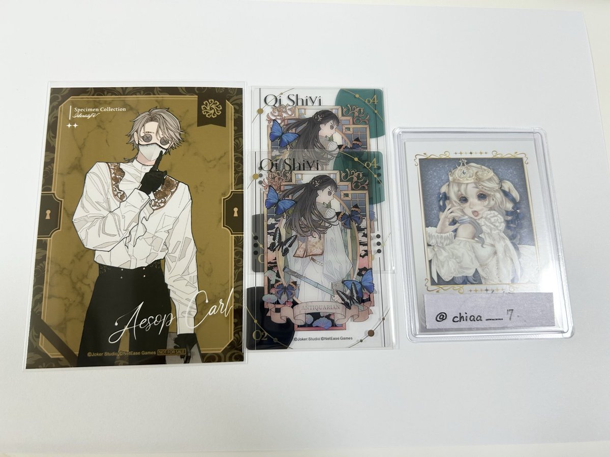 chiaa__7's tweet photo. 【交換】第五人格 IdentityV 標本蒐集室へようこそ クリアカード 特典 ブロマイド

譲】クリアカード→骨董商×2
特典ブロマイ��→納棺師

求】同種血の女王

※まとめての方優先です
検索からでもお気軽にお声がけください🙇‍♀️ https://t.co/AR9MOQn1YT