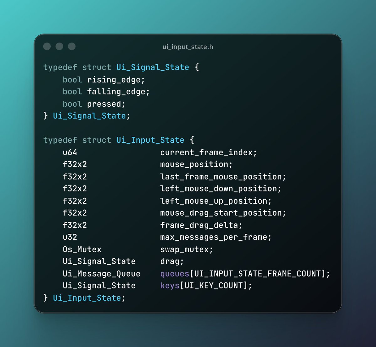 mfpaintr's tweet photo. Currently rewriting the input message system. I am making the assumption that at 16ms there will never be two mouse clicks or presses from the same key in a frame. The OS thread puts the messages in a queue which the UI/render thread will pull out. https://t.co/ajxfsqLRiH