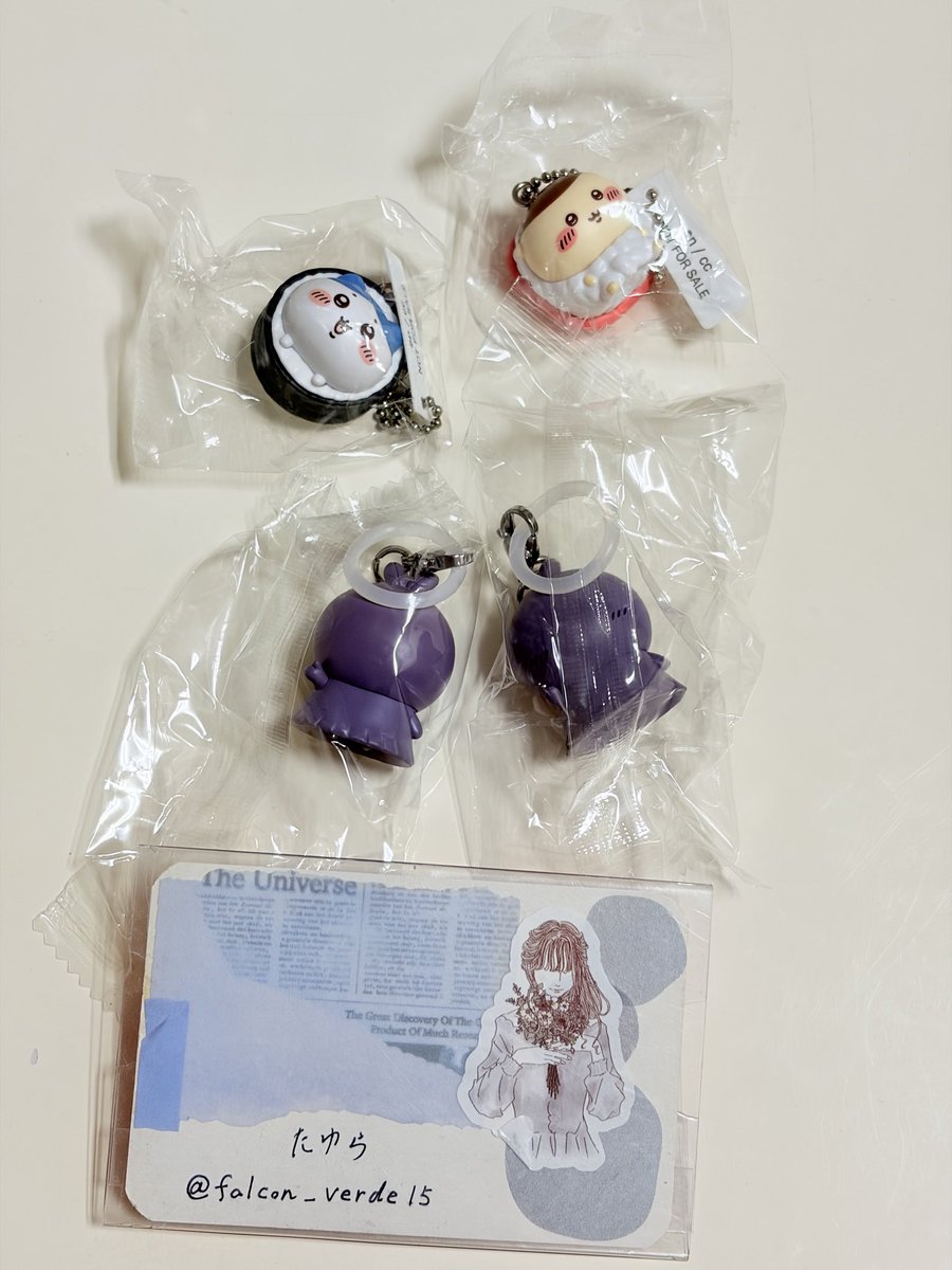 falcon_verde15's tweet photo. 【交換】①
映画 ちいかわ 人魚の島のひみつ 入場者特典　めじるしアクセサリー　

譲:ヒトハ、フタバ
求:セイレーン

【交換】②
ちいかわ　くら寿司　ビックラポン　フィギュア

譲:ハチワレ、くりまんじゅう
求:うさぎ、モモンガ

郵送交換希望です。
お気軽にお声掛けください🤲 https://t.co/To0C03aNvr