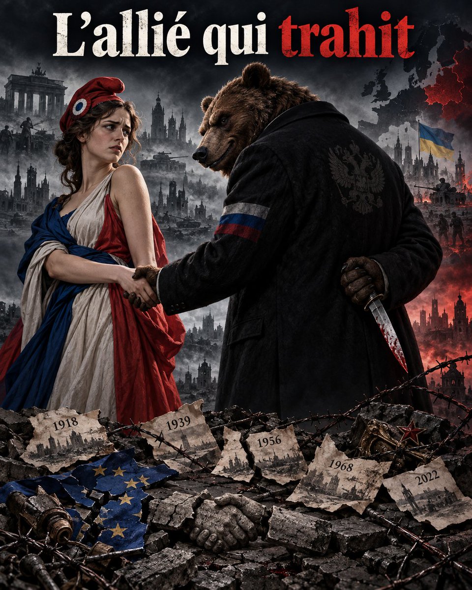 SteeveCx_Reborn's tweet photo. Petit rappel aux perroquets qui nous répètent que “la russie est notre amie”. Non. La russie n’a pas d’amis, elle a des intérêts.

En 1918, elle abandonne ses alliés français en pleine guerre et libère le front allemand.

En 1939, pendant qu’on négocie avec elle contre Hitler, Staline signe tranquillement avec Hitler et partage la Pologne.

La Hongrie était une “alliée” ? Tanks soviétiques en 1956.

La Tchécoslovaquie était une “alliée” ? Invasion en 1968.

L’Afghanistan avait signé un traité d’amitié avec Moscou ? Un an après, l’URSS envahit le pays et liquide son président.

L’Ukraine avait reçu la reconnaissance de ses frontières par la russie ? Annexions, guerre, invasion.

La France négociait avec Poutine à Minsk ? Il réaffirmait noir sur blanc l’intégrité territoriale ukrainienne avant de lancer quelques années plus tard la plus grande guerre européenne depuis 1945.

Et pendant que nos “patriotes” de pacotille nous expliquent encore que Moscou est notre ami, le GRU et le FSB mènent cyberattaques, espionnage et opérations d’influence directement contre la France.

La russie n’a jamais été “l’amie éternelle” de la France. Elle utilise ses partenaires tant qu’ils servent ses intérêts et les jette quand ils cessent d’être utiles.

Le plus fascinant, ce n’est donc pas que Moscou agisse comme Moscou a toujours agi.

C’est de voir des Français se prétendre patriotes tout en suppliant encore qu’on fasse confiance à un régime qui nous espionne, nous attaque dans le cyberespace et tente de manipuler notre débat public.

À ce niveau-là, ce n’est plus de la russophilie. C’est de l’amnésie historique volontaire doublée de fellationnite aigüe.