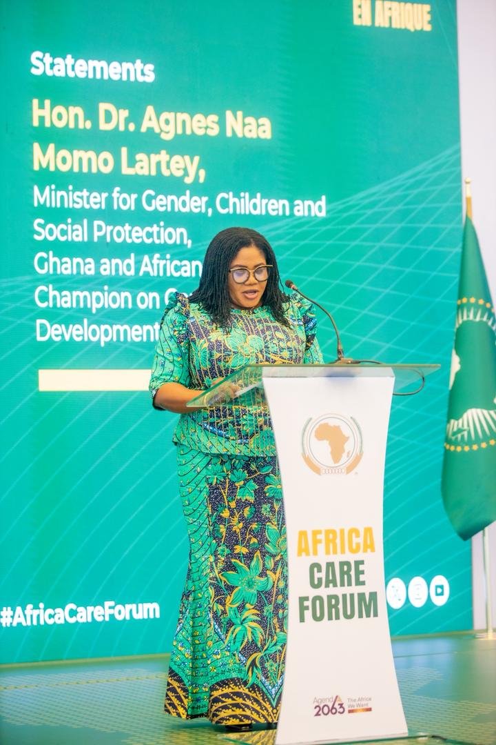 MoGCSP_Ghana's tweet photo. #Ghana is placing care at the centre of Africa’s development. 

At the inaugural #AfricaCareForum in #AddisAbaba , Hon. Naa Momo Lartey has emphasized that care is not just a household duty. It drives #humandevelopment, economic productivity &amp; #socialprotection. https://t.co/RT73esAYH1