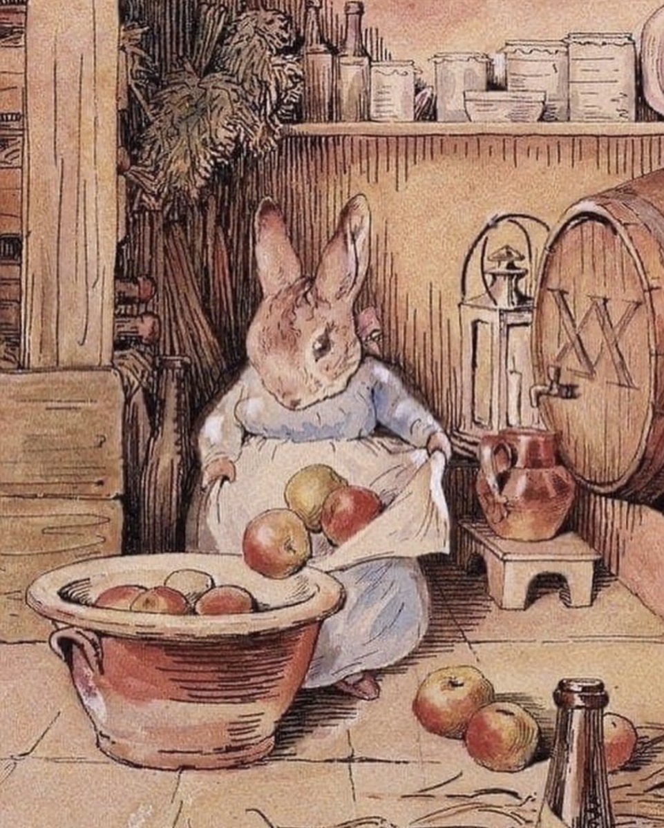 TitaniasRealm's tweet photo. It is officially apple season! 

I love this cozy illustration by Beatrix Potter (1866-1943) https://t.co/sPSmxPg6kR