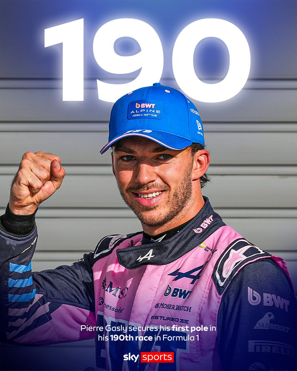 SkySportsF1's tweet photo. Worth the wait for Pierre Gasly! 🕣🔵 https://t.co/ZvSGYgyrtK