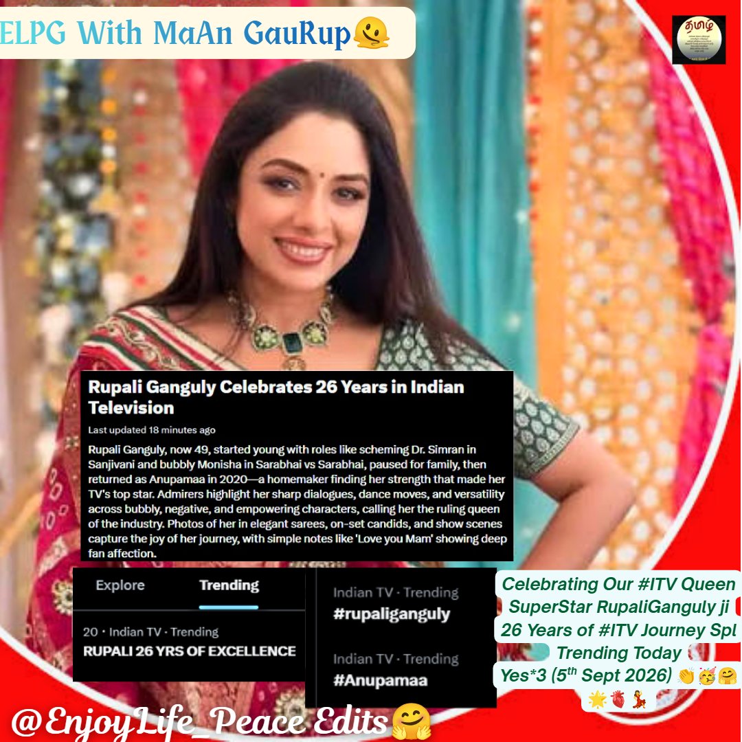 EnjoyLife_Peace's tweet photo. Yes*3 5Sept'26 My Precious #MaAn #GauRup Heart Felt Sooo Happy Emotional Tears🥹🫀
In Tday's Epi of #Anupamaa ,Our #Anupama #AnujKapadia Conv Aww Our #MaAn Emotion😘🫠,
In Other Hand Tday Our #GauravKhanna ji Spl & #RupaliGanguly ji Spl Individual Trends were #Trending 2^Celeb!💃 https://t.co/6jMoa0a6SU