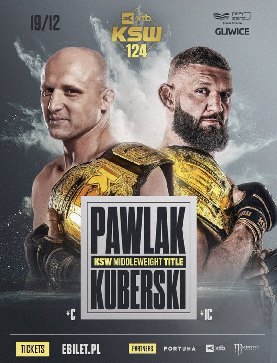 PTrbusek's tweet photo. Pawlak vs. Kuberski na KSW 124 v Gliwicích ▶️
Konečně dojde ke sjednocení pásu, kdy musel Kuberski dvakrát obhajovat interim 😀…KSW už mění strategii po vzoru Oktagon, oznamuje turnaje hodně dopředu. Dřív max dva.
#KSW124 https://t.co/J6kQUcMEuc