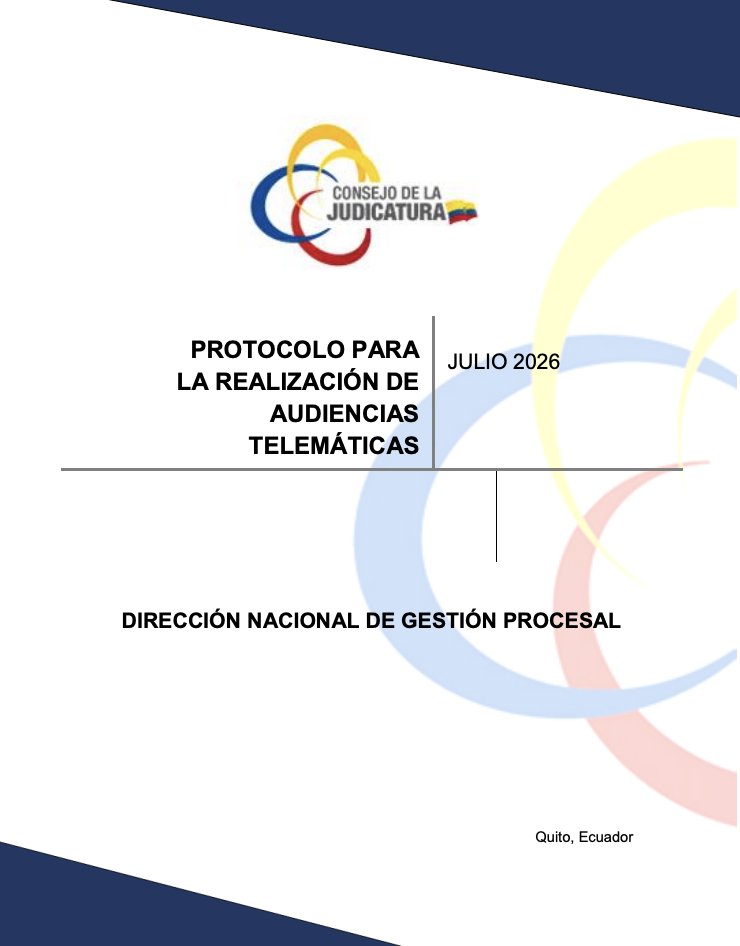 mariovelezec's tweet photo. #ActualidadJudicial | ⚖️ ¿Una audiencia telemática puede ser tratada como un simple trámite virtual?

La Resolución No. 179-2026, aprobada por unanimidad por el Pleno del @CJudicaturaEc el 31 de agosto de 2026, aprueba el nuevo Protocolo para la realización de audiencias telemáticas.

🔎 ¿Qué establece el Protocolo?

La audiencia telemática sigue siendo un acto procesal solemne y debe respetar las mismas formalidades que una audiencia presencial.

La decisión de realizarla de manera telemática o presencial corresponde exclusivamente al juez o jueza ponente, quien debe valorar las particularidades del proceso y garantizar la inmediación, el derecho a la defensa, la contradicción, la igualdad de condiciones y el debido proceso.

💡 Innovación relevante

El Protocolo no concibe la tecnología como un fin en sí mismo.

La herramienta tecnológica debe estar subordinada a las garantías procesales.

📌 Reglas relevantes

1️⃣ La modalidad telemática o presencial es decisión y responsabilidad del juez ponente.

2️⃣ La elección de modalidad debe garantizar inmediación, defensa, contradicción e igualdad entre las partes.

3️⃣ Si una parte, testigo o perito no puede conectarse por razones técnicas justificadas, debe comunicarlo con al menos 48 horas de anticipación. El sistema judicial deberá facilitar, de ser necesario, un espacio para su participación efectiva.

4️⃣ Las partes deben identificarse con nombre y apellido. El uso de alias o iniciales no está permitido, salvo decisión del personal jurisdiccional.

5️⃣ Las partes deben mantener la cámara activa durante la audiencia, salvo autorización judicial por razones de seguridad o conectividad, debiendo garantizarse previamente su identidad.

6️⃣ Está prohibido grabar o retransmitir la audiencia mediante medios no oficiales.

7️⃣ La publicidad también alcanza a las audiencias telemáticas, salvo aquellas sometidas a reserva. Para su transmisión pública, el Protocolo establece el uso de Zoom y contempla mecanismos específicos de acceso ciudadano.

⚠️ ¿Qué NO significa una audiencia telemática?

No significa que las reglas procesales desaparezcan detrás de una pantalla.

El Protocolo establece expresamente que las audiencias telemáticas deben conservar las mismas formalidades de las presenciales y recuerda que continúan siendo actos procesales solemnes.

📚 ¿Qué debemos citar?

▪️ Resolución No. 179-2026 del Pleno del Consejo de la Judicatura.

▪️ Protocolo DNGP-SNGPP-001-PROT.

▪️ Art. 168 CRE: oralidad, contradicción, concentración y publicidad.

▪️ Art. 565 COIP: utilización de medios telemáticos.

▪️ Art. 21 de la Ley Orgánica para la Transformación Digital y Audiovisual: publicidad de las audiencias.

⚖️ Regla práctica: la virtualidad modifica el medio, no las garantías. Una audiencia por videoconferencia sigue siendo una diligencia judicial que debe proteger el debido proceso, la defensa, la contradicción, la inmediación y la igualdad procesal.

#ConsejoDeLaJudicatura #AudienciasTelemáticas #DerechoProcesal #DebidoProceso #AdministraciónDeJusticia
