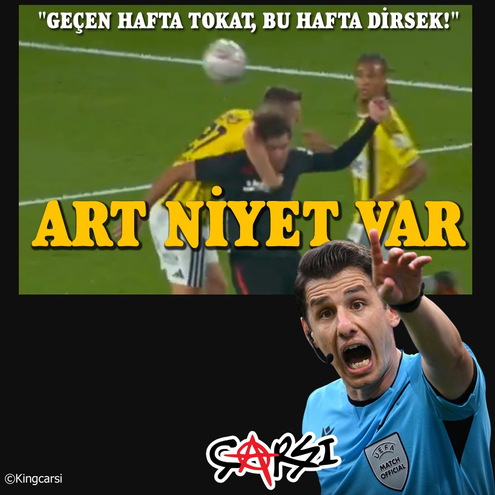 KingcArsi's tweet photo. "Geçtiğimiz haftalarda Trossard'a tokat, bu hafta dirsek! 

Hakem Halil Umut Meler yine sahnede, yine Beşiktaş'a karşı üç maymun oynanıyor!" 

"Fazla bir şey istemiyoruz; GÖRDÜĞÜNÜ ÇAL YETER!" https://t.co/NAtkVe7weG