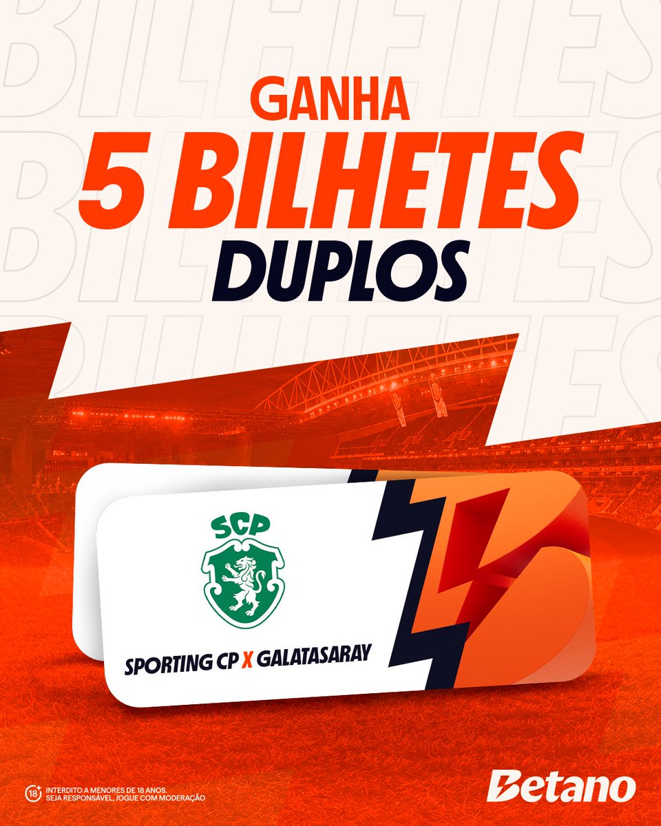 Betano_PT's tweet photo. O @sportingcp arranca a Liga dos Campeões em Alvalade frente ao Galatasaray e nós temos 5️⃣ bilhetes duplos para sortear! Para ganhares, só tens de:

🧡 Seguir a @Betano_PT
🧡 Like, RT e marcar 3 amigos

📌 Termina dia 08/09 às 14h00. Anunciamos os vencedores até às 15h00. https://t.co/jDg5Y7PUBy