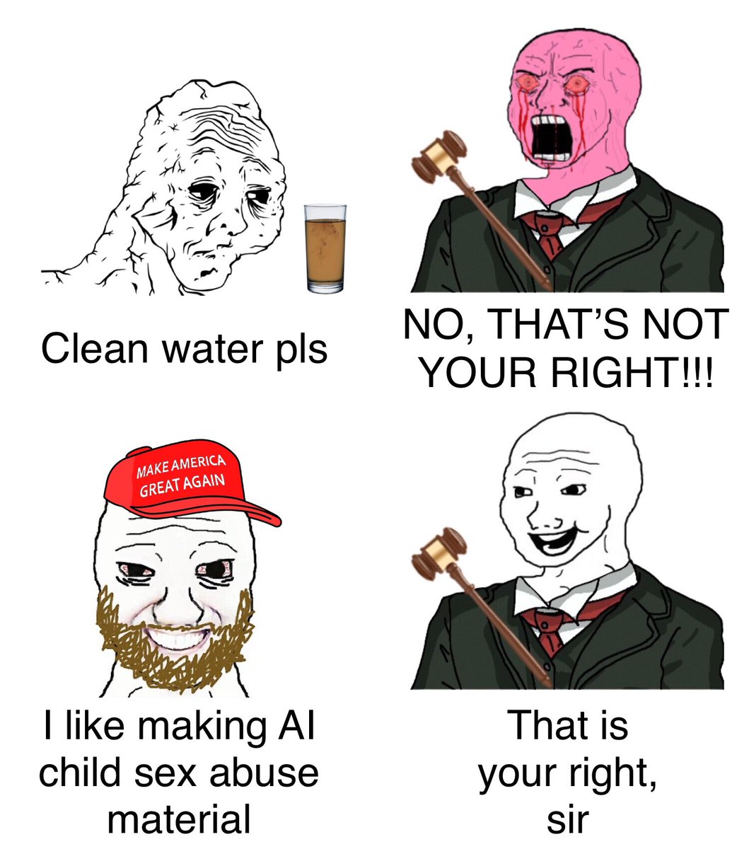 marionumber4's tweet photo. The other day a federal judge ruled it’s a right to posses AI generated child porn. What are we doing man https://t.co/bUtYFiYh64