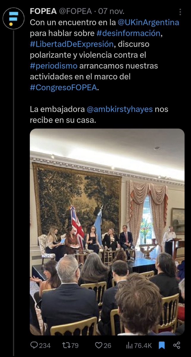 Ag_Monteverde's tweet photo. Los periodistas de FOPEA se llevan muy mal con el gobierno argentino pero de maravillas con el británico, que les organiza eventos 

Que la metralla de Psy Ops que van a tirar no te confunda https://t.co/ErwGStXI0h