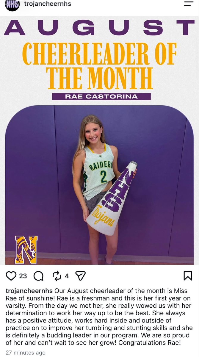 WbbNHSTrojans's tweet photo. Our players continue to make a positive impact our school community. Congratulations Rae. 💛💜🏀 #MovingFoward https://t.co/FRQ8hEv9S4